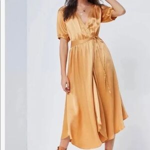 Anthropologie Maeve Katrina Midi Wrap Orange Dress Size Small